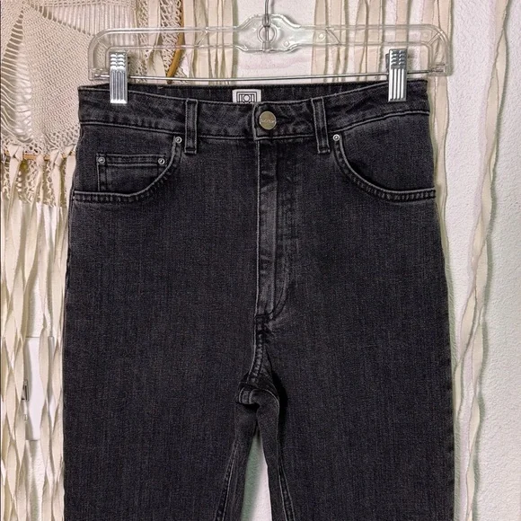 Toteme High Rise Black Washed Denim Straight Leg Jeans Size 28 - Picture 4 of 10